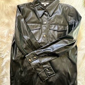 BB Dakota Black Faux Leather Shirt